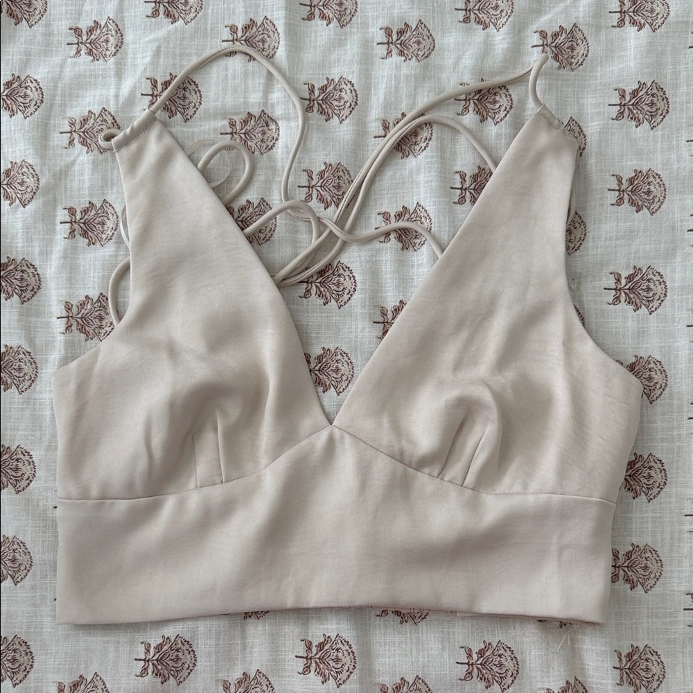 Cream Satin crop top